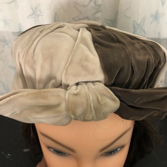 Vintage Women's Pillbox Style Velvet Hat Nell New York Colorblock - Picture 6 of 12